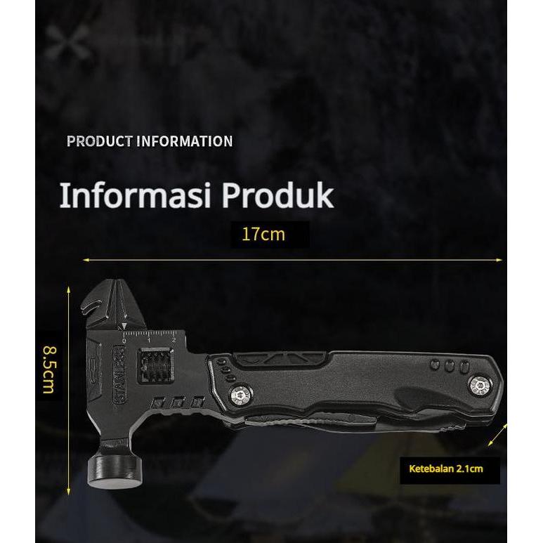 Moon- Kunci Tang Lipat Serbaguna 16-In-1 (Untuk Outdoor, Emergency, Toolkit Mobil) Lengkap Pisau, Ta