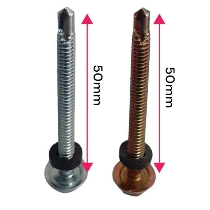 Promo 50Pcs Baut Baja Ringan Roofing/Drilling 12X50 Panjang 5 Cm Isi 50Pcs Baut Roofing/Drilling Ata