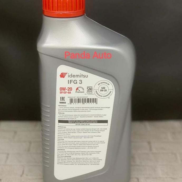 OLI MESIN MOBIL BENSIN IDEMITSU 0W 20 FULLY SYNTHETIC BTL 1 LTR ASLI