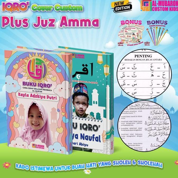 DEAL TERBAIK - [Tanpa PO] Iqro 1 Sampai 6 Plus Juz Amma Anak Custom Nama dan Foto Full Lengkap Buku 