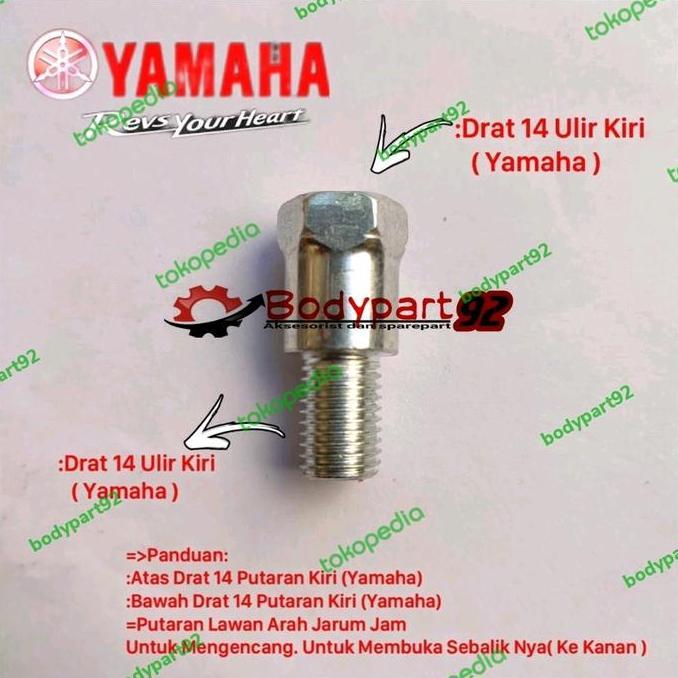 Sambungan Spion Yamaha Drat 14 Ulir Putar Atas Kiri Bawah Kiri