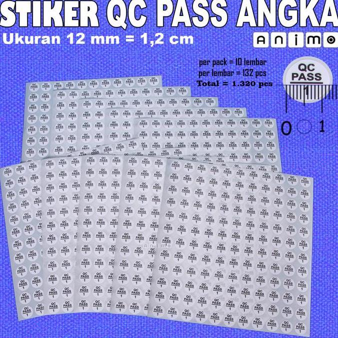 Ready STIKER QC PASS ANGKA - Quality Control Pass Number Sticker 1,2 CM