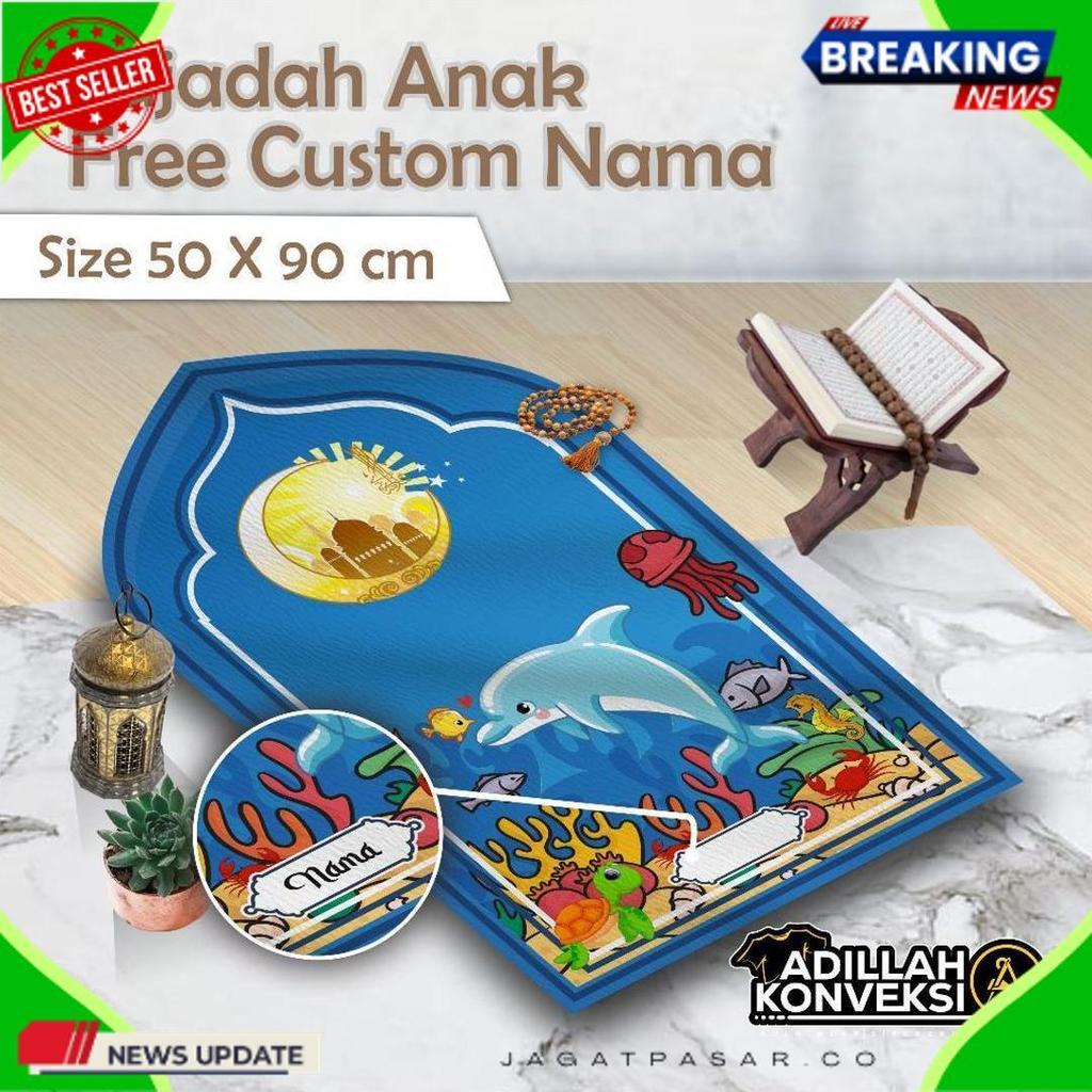 Diskon Lebaran Sajadah Anak Custom Nama Berkarakter Lucu Untuk Travel Atau Souvenir