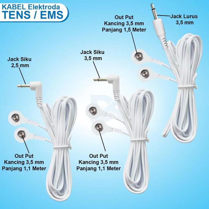 Kabel TENS EMS Plug 2,5mm & 3,5mm Out Put Kancing 3,5 mm