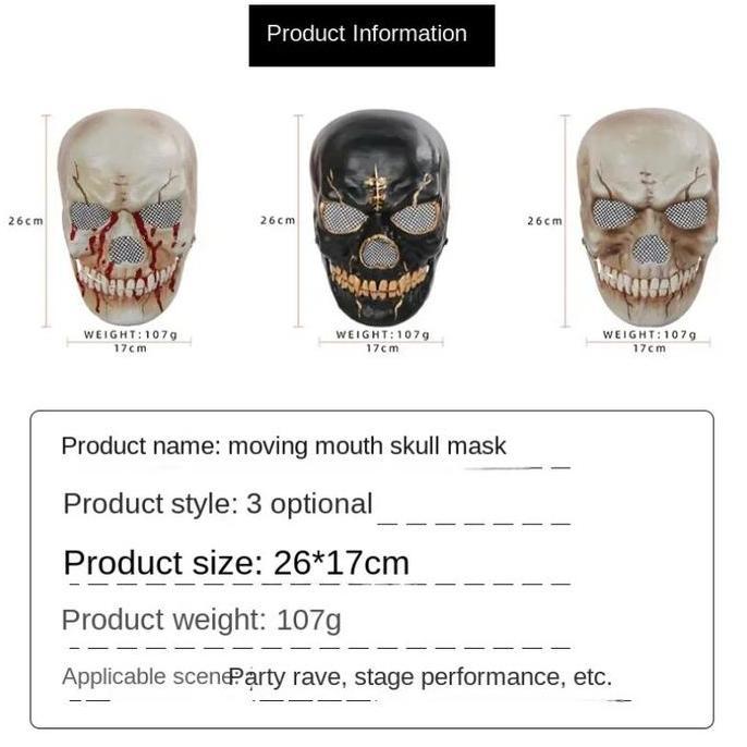 Topeng Horor Topeng Maskot Seram Topeng Tengkorak Seram Haloween Kostum Horor Topeng Karnaval