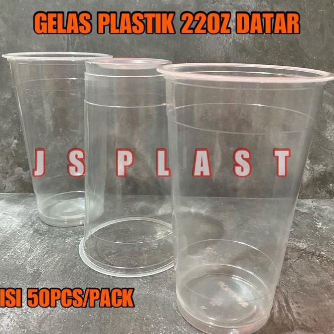 (ISI 50PCS) Gelas Plastik 22oz Datar Bahan PP / Gelas 22oz Datar Bahan PP - Cup 22oz Datar