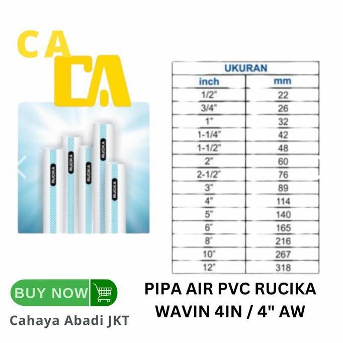 Pipa Air PVC Rucika Wavin 4in / 4" AW Standard Type AW RUCIKA STANDARD