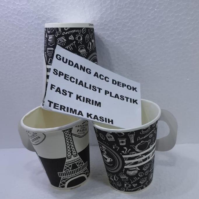 GELAS KERTAS PAPER CUP HOT KOPI 9OZ + PEGANGAN GAGANG HANDLE