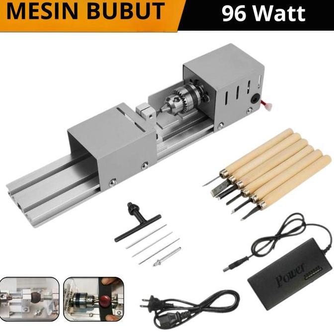 GAMYPAR Mesin Bubut Ukir Kayu Mini Lathe Pemahat Kayu 7 kecepatan