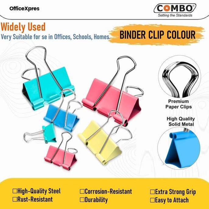 JAVXIACI Binder Clip / Klip Warna / Klip Besar / Penjepit Kertas 260 Combo