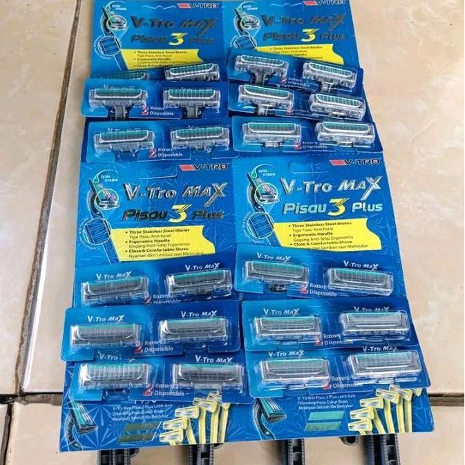 Pisau Cukur V-Tro Max Pisau 3 Plus 1 Lembar 24pcs Pencukur Kumis Jenggot