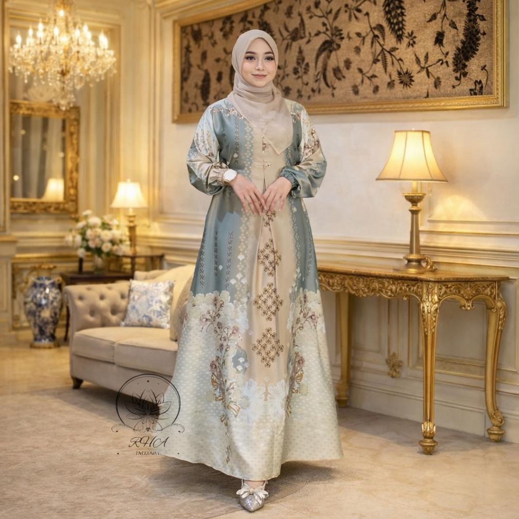PREMIUM Gamis Wanita Silk Premium Adem Jatuh | Gamis Muslimah Elegan LD JUMBO 130