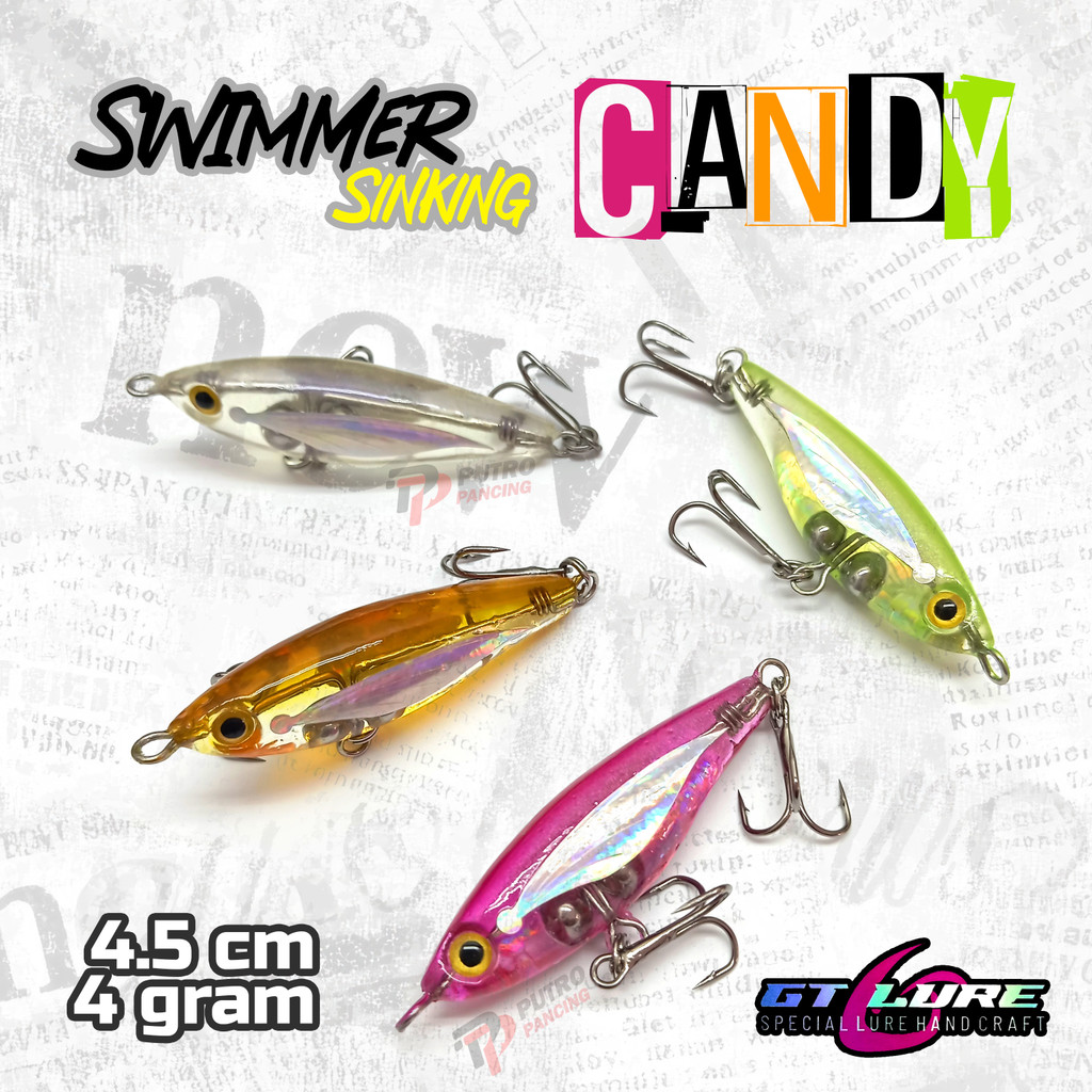 Lure Pencil Swim CANDY GT Lure Swimmer Sinking Bahan Resin Super Keras Hard Resin