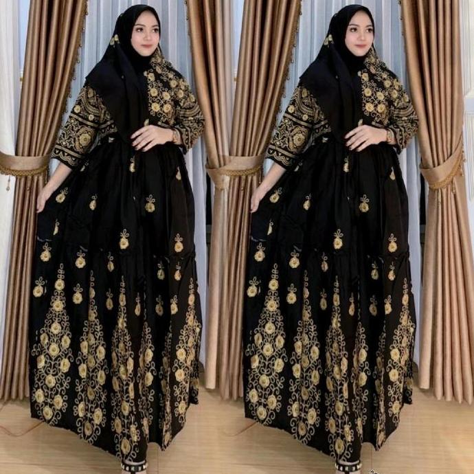 Gamis Hindi Aruhi Katun Rayon Busui, Lengan Panjang, Free Hijab Standar & Jumbo Dress Wanita Muslim 