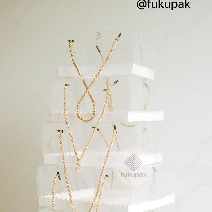 (20pcs) Fukupak Box Mika Tali Tinggi 10 cm kotak transparan dus mika kue nasi