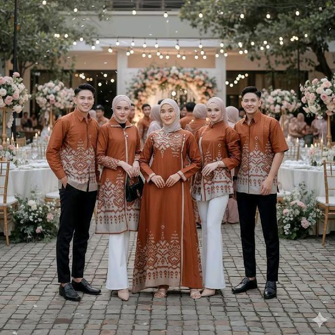 Couple Batik Keluarga Modern Terbaru Lengan Panjang Kain Katun Baju Pria Wanita Muslim Model Kekinia