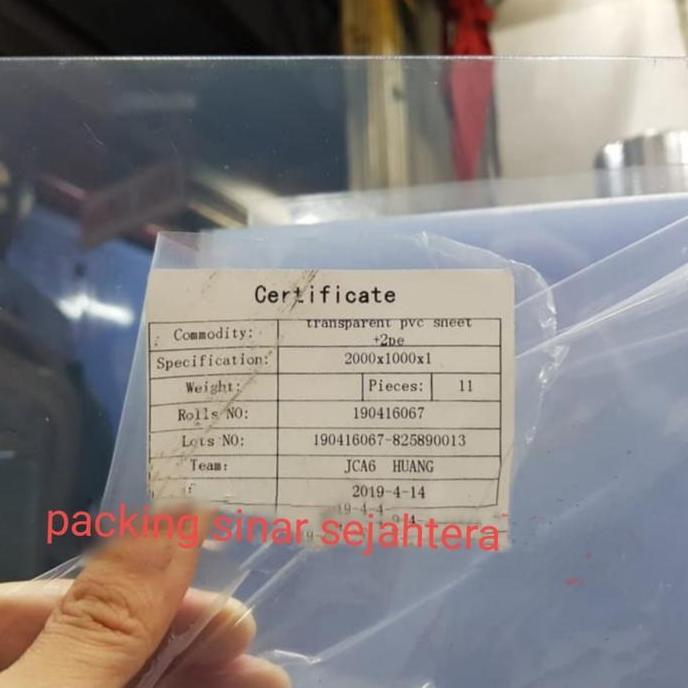 mika PVC bening lembaran 1mm x 100 x 200( mika kaku PVC sheet ) PM