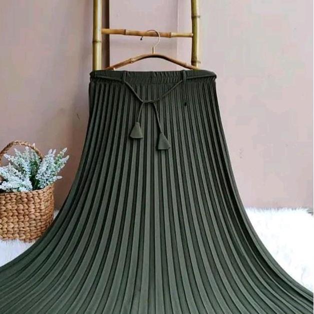 Rok Plisket JUMBO Premium tebal Mayung Dewasa Hitam Abu Panjang Bawahan Wanita Putih Kain Nyaman