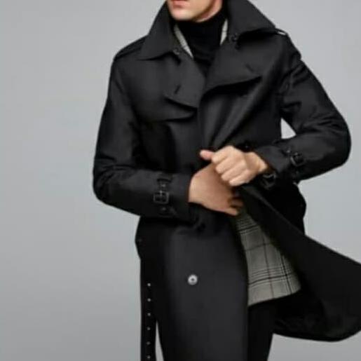 MANTEL TRENCH STRUKTUR SATIN BY ZR MAN - TRENCH COAT PRIA - JAKET WINTER AUTUMN ES