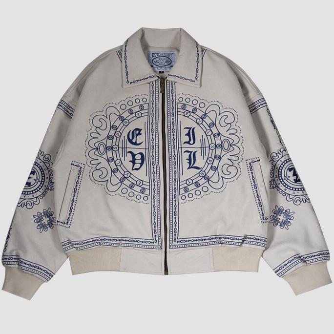 EVILSPIRIT VARSITY JACKET - CHARLOTTE CREAM UNISEX TM