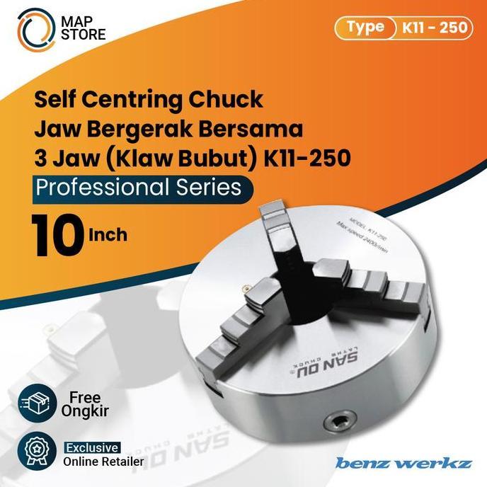 Chuck Bubut 10" 3 Jaw Claw Bubut 3 Jaw Catok Kepala Bubut 10 Inch Terbaru !!!