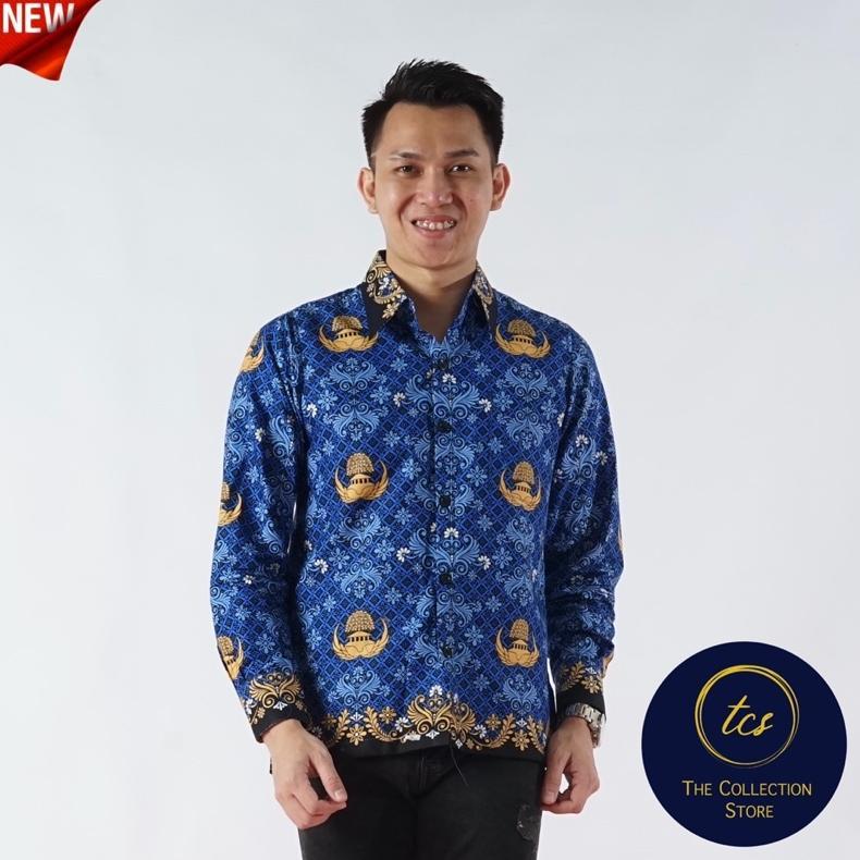 NEW BATIK KORPRI PRIA KERAH HITAM LAPIS FURING / BAJU KORPRI TERBARU / BATIK KORPRI PRIA TERBARU [te