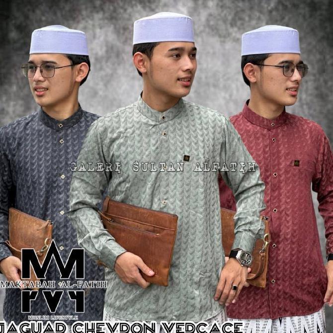 ALFATIH - baju koko sultan vercace Kemko Sultan embos jaguar koko pria Katun Putih Navy Hitam motif 