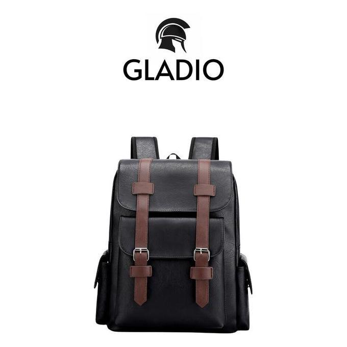 GLADIO Tas Ransel Pria Kenta Kulit Besar Muat Laptop Mewah Kekinian Backpack Traveling Premium