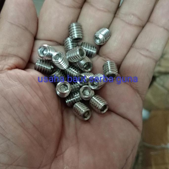 baut tanam stenlis 316 M 10x10 pitch 1,5 kunci L 5  set screw /imbus