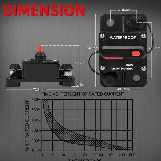 Promo 100/150A Circuit Breaker Fuse Reset Waterproof Circuit Breaker 12V-48V Audio Mobil Cod