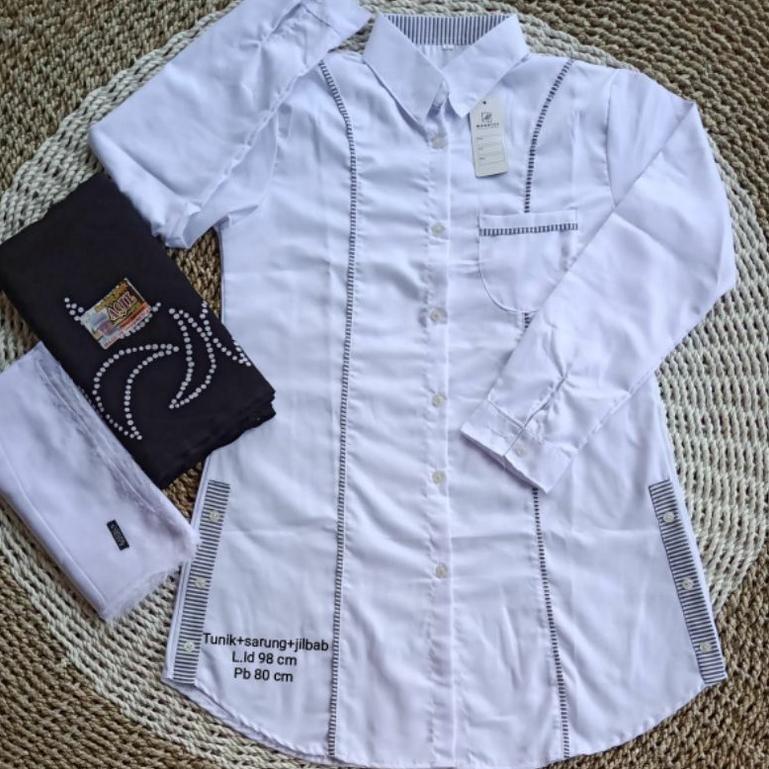 Baju Santri Putri | Tunik Santri Putri Toyobo Putih Polos | Tunik Santriwati | Atasan Santriwati| At