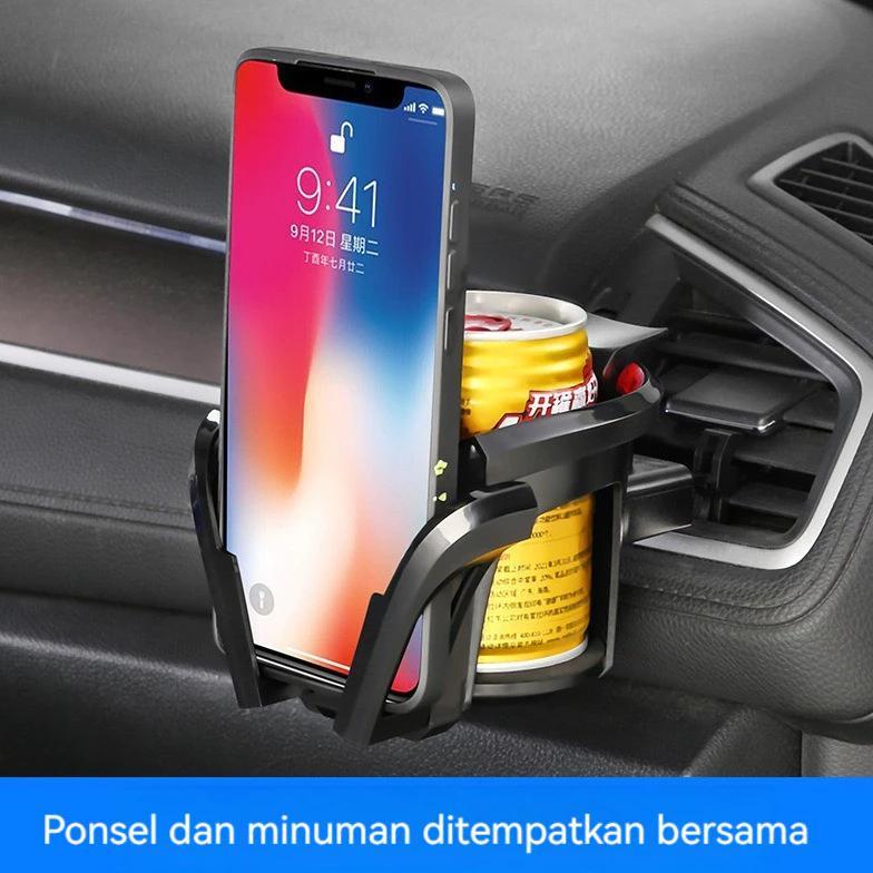 HOT DEALS Car Phone Holder Car Cup Holder 2-in-1 Tempat Botol Mobil Cup Holder Car Phone Holder Car 