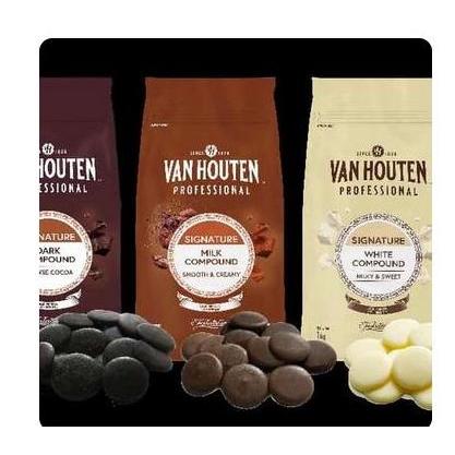 Van Houten Coin Compound Chocolate 100gr,250gr (Dark / White / Milk) - Coklat Coin Dark Compound