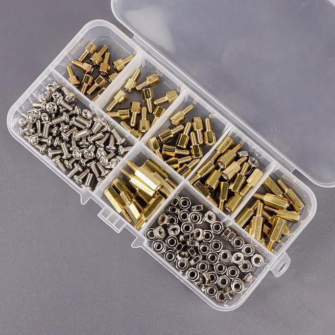 set 180 pc M3 spicer kaki PCB spacer PCB besi kuningan nilon plastik baut mur dudukan PCB campur