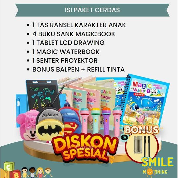 Termurah / Hot Sale (Bisa Cod) Paket Cerdas - Mainan Edukasi Belajar Anak Tas Ransel Karakter Toy Sa