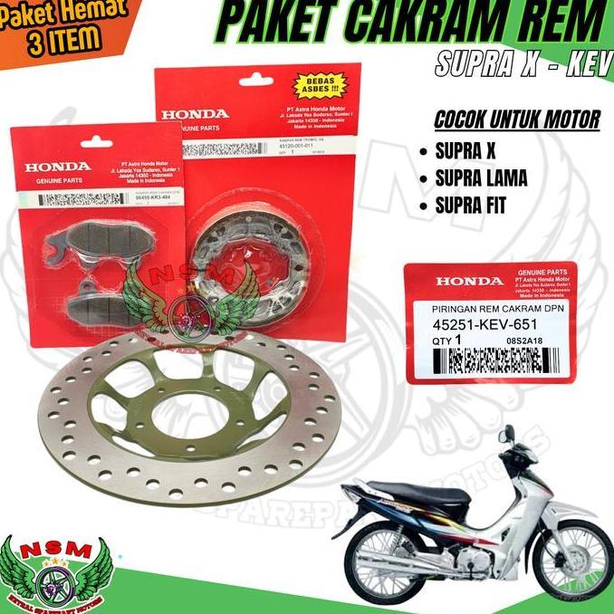 Paket Cakram Rem 3 Item Supra X,Supra Fit Lama / Paket Piringan Cakram Depan Supra +Dispad Depan + K