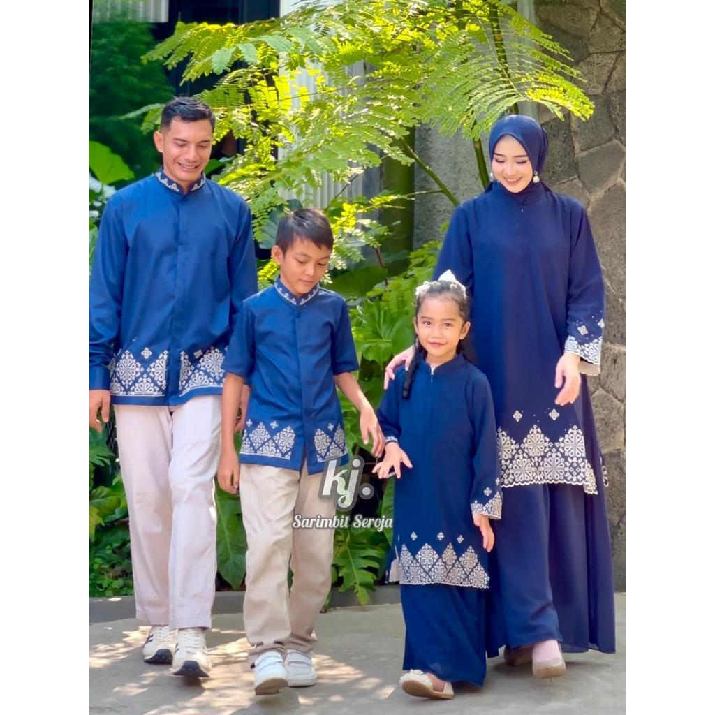 Sarimbit Keluarga Lebaran 2026 Seroja Series Khadijah Mode Bordir Couple Dewasa dan Anak