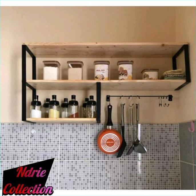 kitchen set minimalis/rak bumbu dapur/rak dinding Dapur Ambalan kayu solid