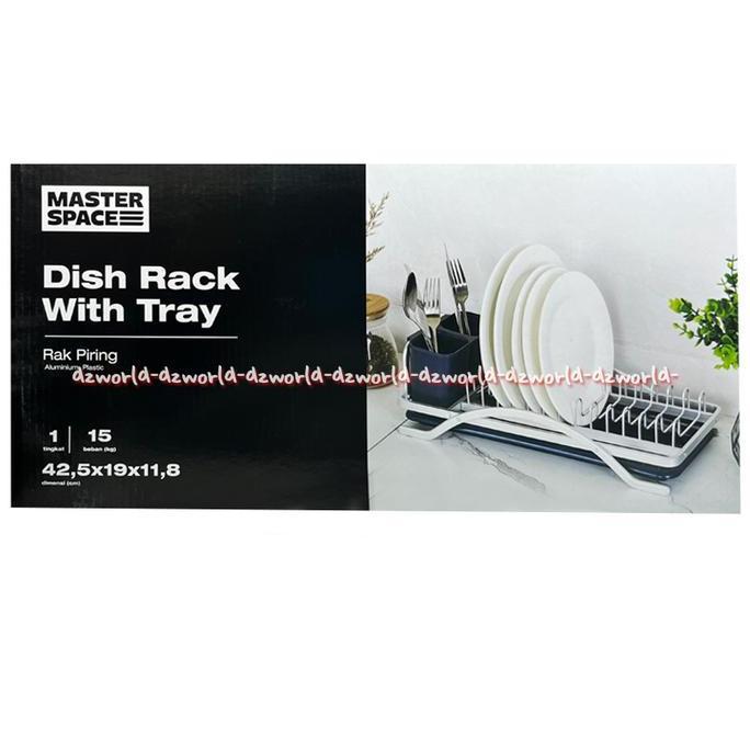 Master Space Dish Rack 1tier Blue 42.5cm Rak Piring 1tingkat Single Model Simple Dengan Alas Tatakan