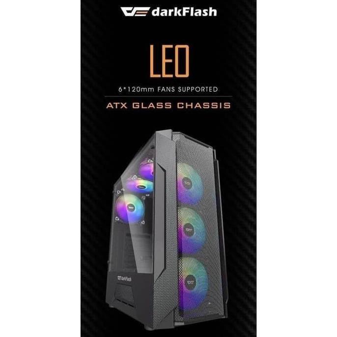 Casing Aigo DarkFlash LEO Black ATX - Side Acrylic Gaming Case