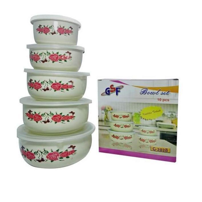 BIG SALE RANTANG SUSUN 5 MANGKOK SET BERANAK MANGKUK PENYIMPANAN MAKANAN MOTIF BUNGA GSF 2028 / RANT