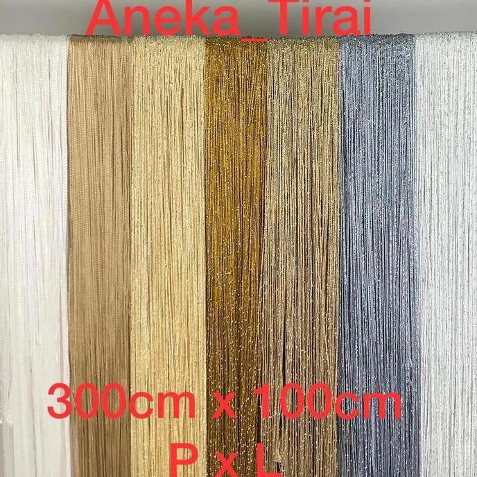 Tirai Benang Gliter 3x1m/tirai benang putih gold silver/tirai dekorasi