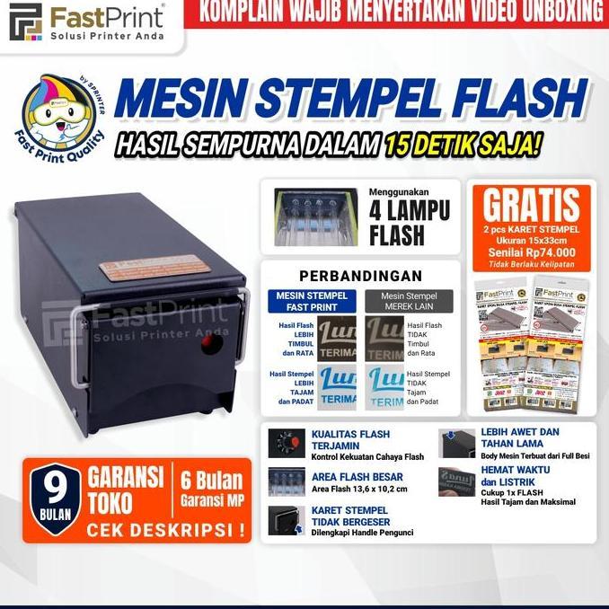 Mesin Stempel Warna Premium Fast Print 4 Lampu Plat Besi