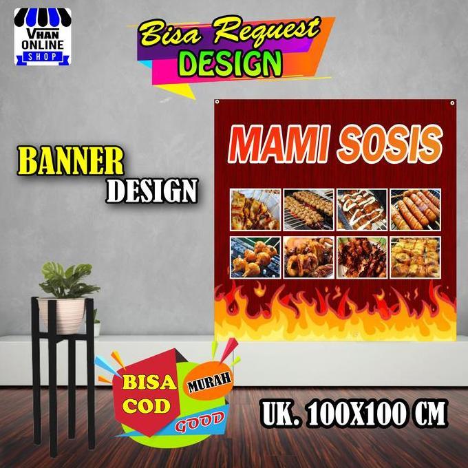 Spanduk Banner Sosis Bakar, Bakso Bakar, Seafood Bakar Murah Bagus