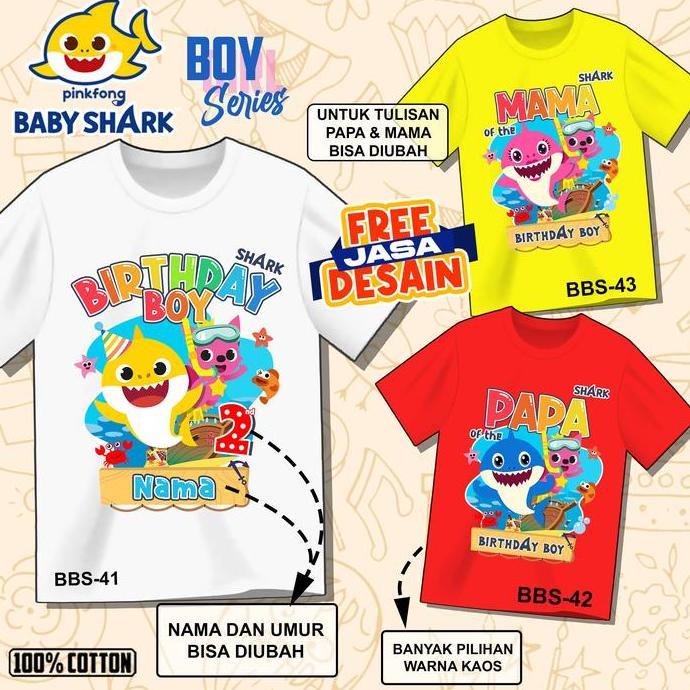 kaos ulang tahun anak kaos ulang tahun couple family kaos ultah couple keluarga birthday Baby Shark