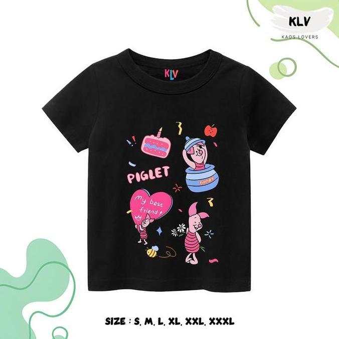 Kaos Anak Unisex Gambar Piglet BFF Distro 30s Sablon