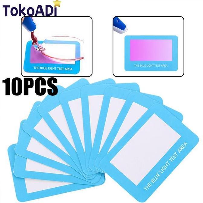 LYNVIOND 10PCS Kartu Test Kacamata Blue Light Uv Test Paper Alat Tes Sinar Biru Kacamata Blue Light