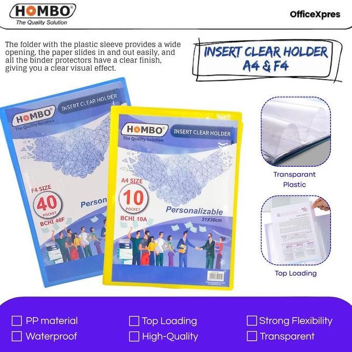 DERADUAJI Insert Clear Holder A4 F4 10,20,40 Lembar/ Map Plastik /Dokumen Keeper