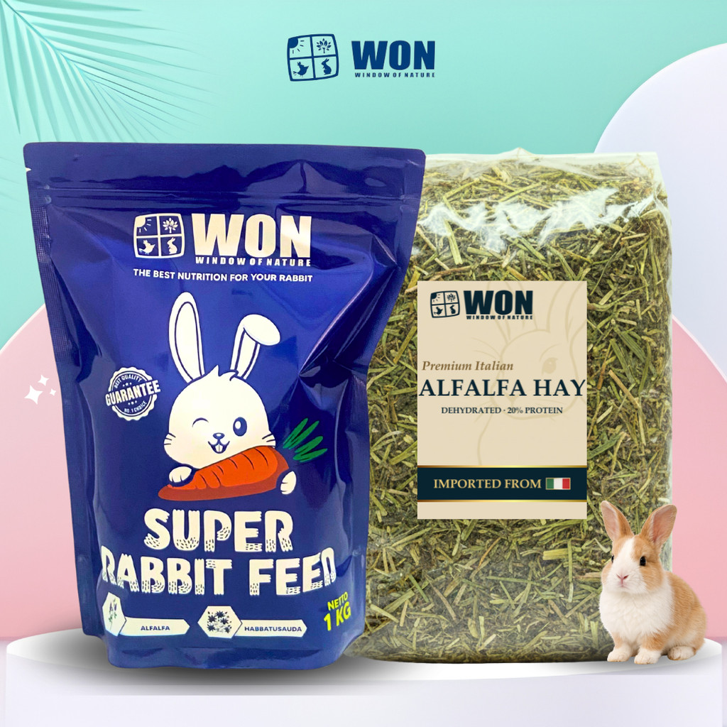 Paket Bundling Pelet Kelinci WON 1Kg+Alfalfa Hay Italia WON 500g