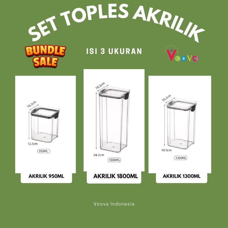 Voova Toples Akrilik Set/ Toples Tebal Kedap Udara/ Set Toples Lebaran